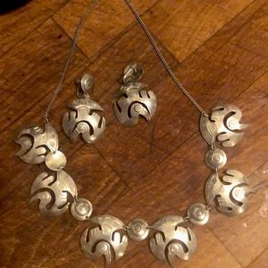 Necklace and earrings sterling vintage set